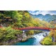 Wallpapers mountain landscape with red bridge over the river Wallpapers mountain landscape with red bridge over the river