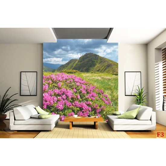 Wallpapers mural beautiful pink flowers on mountain background Wallpapers mural beautiful pink flowers on mountain background