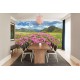 Wallpapers mural beautiful pink flowers on mountain background Wallpapers mural beautiful pink flowers on mountain background