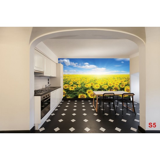 Wall mural field with sunflowers