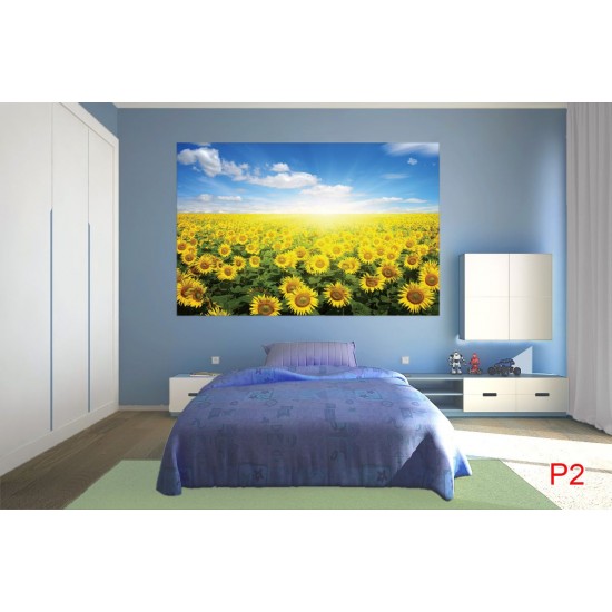 Wall mural field with sunflowers