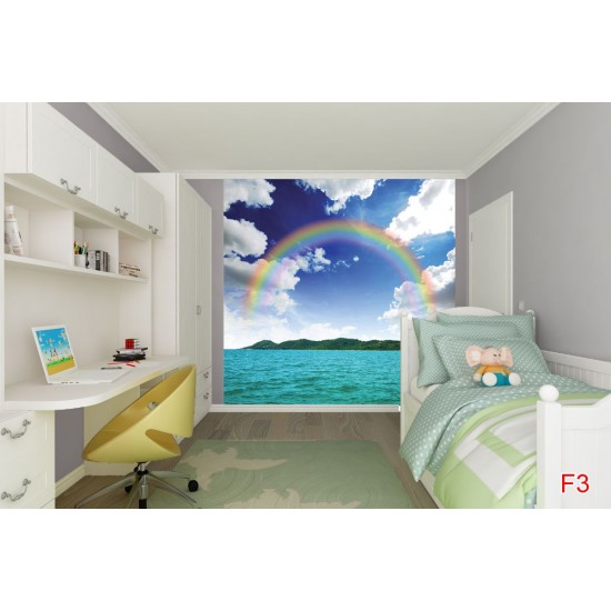 Wallpapers mural beautiful sky and rainbow over an island