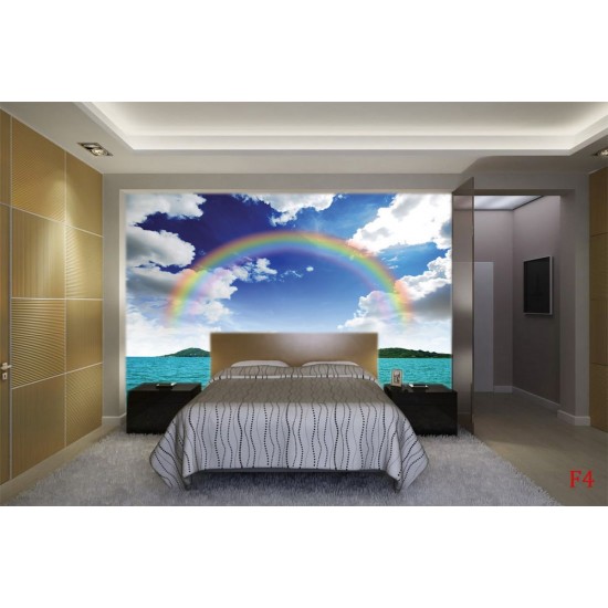 Wallpapers mural beautiful sky and rainbow over an island
