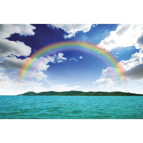 Wallpapers mural beautiful sky and rainbow over an island