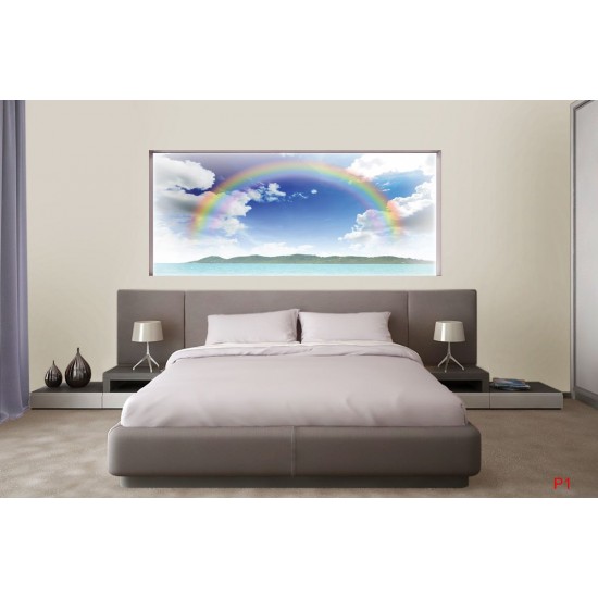 Wallpapers mural beautiful sky and rainbow over an island