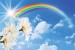 Wallpapers mural blue sky with a rainbow and flowers
