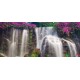 Wallpapers mural wonderful forest waterfall and pink flowers