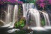 Wallpapers mural wonderful forest waterfall and pink flowers