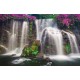 Wallpapers mural wonderful forest waterfall and pink flowers