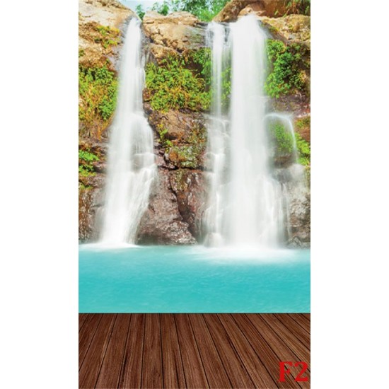 Wall murals azure waterfall with a wooden platform