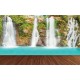 Wall murals azure waterfall with a wooden platform