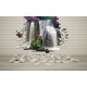 Wallpapers mural view of a waterfall with flowers through a brick wall