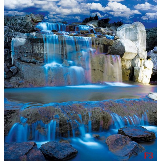 Wall mural 3D view night waterfall with imitation of doors in 2 colors