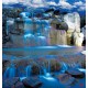 Wall mural 3D view night waterfall with imitation of doors in 2 colors