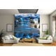Wall mural 3D view night waterfall with imitation of doors in 2 colors