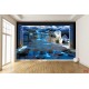 Wall mural 3D view night waterfall with imitation of doors in 2 colors