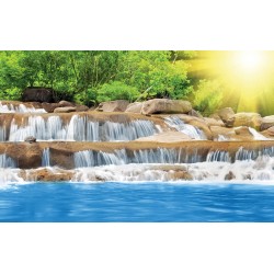 Photo murals wonderful blue waterfall with sunshine