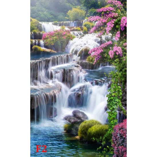 Photo murals 3d effect of waterfall - garden composition