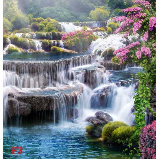 Photo murals 3d effect of waterfall - garden composition