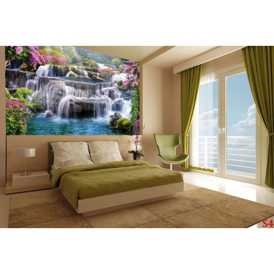 Photo murals 3d effect of waterfall - garden composition