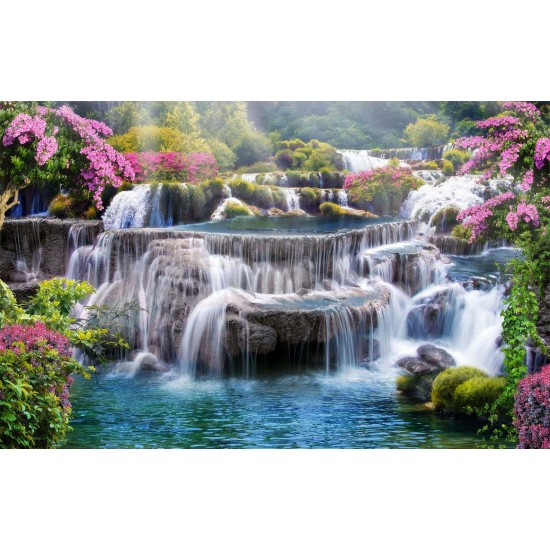 Photo murals 3d effect of waterfall - garden composition