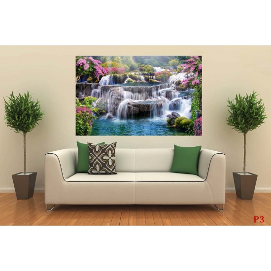 Photo murals 3d effect of waterfall - garden composition