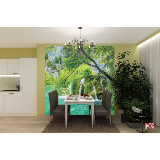 Wallpapers mural beautiful forest river with a waterfall Wallpapers mural beautiful forest river with a waterfall