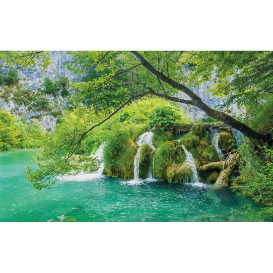 Wallpapers mural beautiful forest river with a waterfall Wallpapers mural beautiful forest river with a waterfall