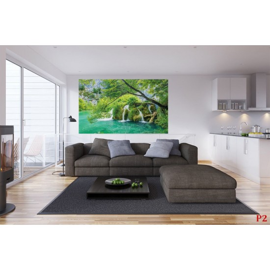 Wallpapers mural beautiful forest river with a waterfall Wallpapers mural beautiful forest river with a waterfall