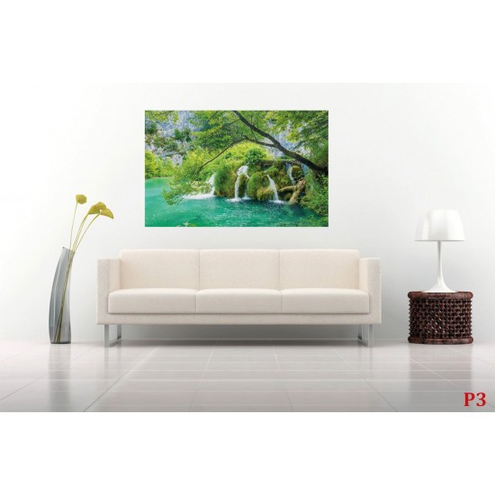 Wallpapers mural beautiful forest river with a waterfall Wallpapers mural beautiful forest river with a waterfall
