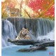 Wallpapers mural beautiful view with tigers and waterfall