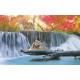 Wallpapers mural beautiful view with tigers and waterfall