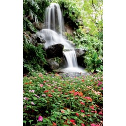 Wallpapers mural waterfall garden with beautiful flowers 2