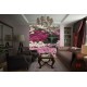 Photo mural garden waterfall with pink flowers Photo mural garden waterfall with pink flowers