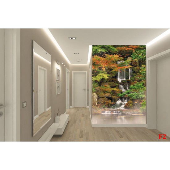 Wallpapers mural beautiful small waterfall with trees Wallpapers mural beautiful small waterfall with trees