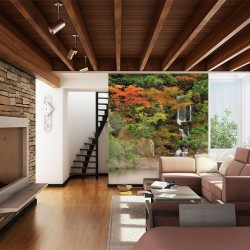 Wallpapers mural beautiful small waterfall with trees