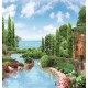 Wallpaper landscape combined sea and garden pond Wallpaper landscape combined sea and garden pond