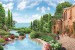 Wallpaper landscape combined sea and garden pond