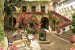 Wallpaper picturesque Villa garden with rose wood