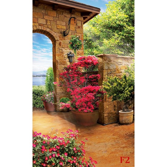 Wallpaper courtyard garden with fountain