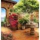 Wallpaper courtyard garden with fountain