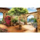 Wallpaper courtyard garden with fountain