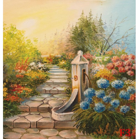 Wallpaper  painted garden path