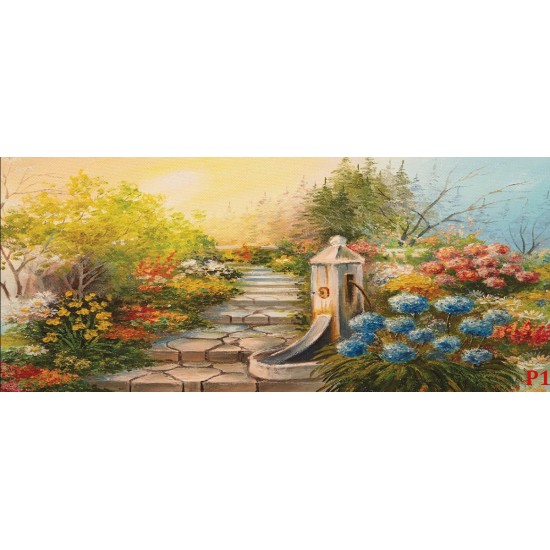 Wallpaper  painted garden path