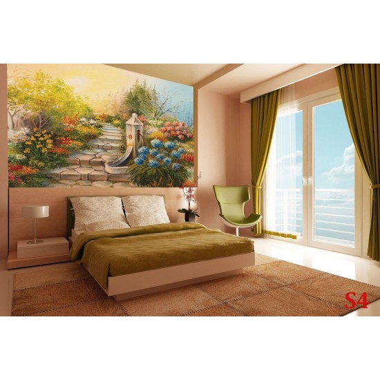Wallpaper  painted garden path