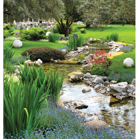 Wallpaper landscape garden with stream Wallpaper landscape garden with stream
