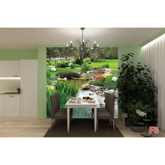 Wallpaper landscape garden with stream Wallpaper landscape garden with stream