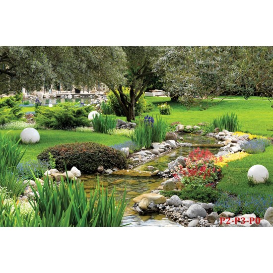 Wallpaper landscape garden with stream Wallpaper landscape garden with stream