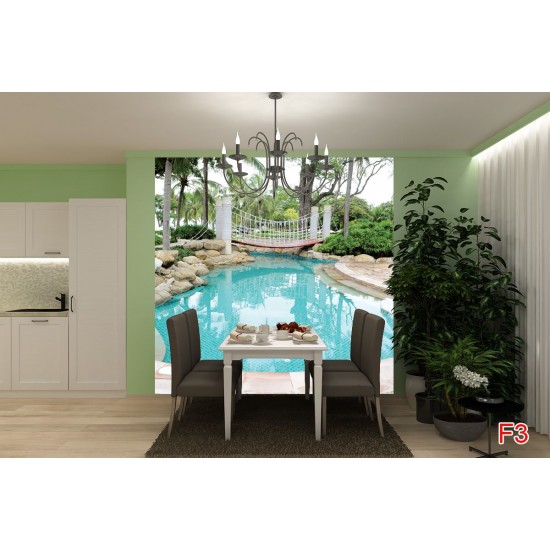 Wallpapers beautiful landscape with a pool and palm trees