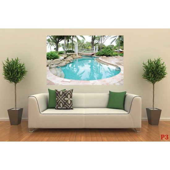 Wallpapers beautiful landscape with a pool and palm trees